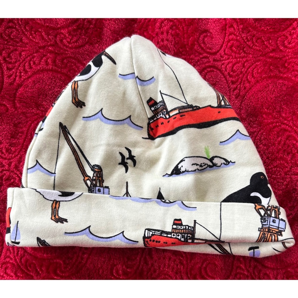 DUNS Sweden Kids‎ Baby Organic Cotton Hat Nautical Boats Birds Print